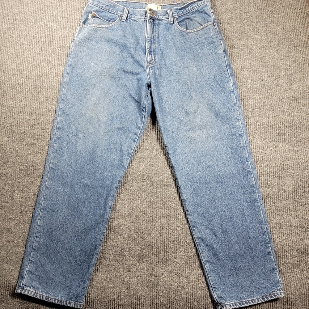 L.L. Bean Flannel Lined Jeans Men's Blue Relaxed Fit Straight Leg 38x32 *READ*